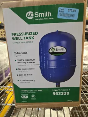 963320 A. O. Smith A.o. 2-gallon Expansion Pressure Pressurized Well Tank 3/4 Inch Mpt