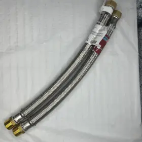 Ace 082901249405 2x Stainless Steel Braided Water Heater Connector 3/4 Inch Mip X Fip 18