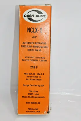 Nclx-5 Acme 20nn11 Cash Temperature / Relief Valve For Water Heater