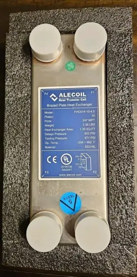 Bp3x8-10 Alecoil 10 Plates 3 Inch 8 Water To Brazed Plate Heat Exchanger