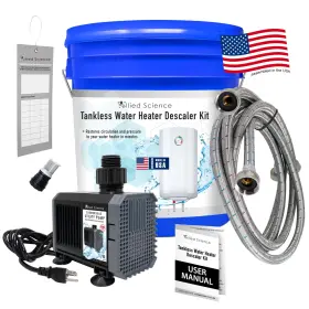Allied Science 840140309232 Tankless Water Heater Flushing Kit With Steel Hoses Mag Drive Pump And 2-ga