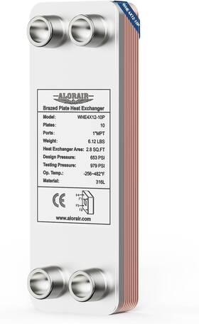 Alorair Whe4x12-10p 4 Inch X12 10 Plates Heat Exchanger With 1 Mpt Port 316l Stainless Steel