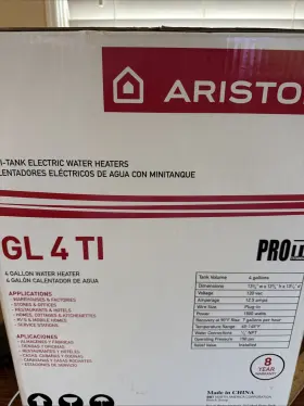 Ariston 052575610207 Gl 4 Ti Mini Tank Gallon Electric Water Heater 120 Vac 12.5 Amps New