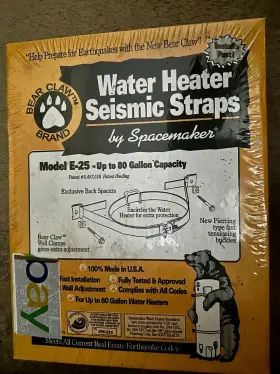 Bear Claw 790417100256 Water Heater Seismic Straps By New In Sealed Box