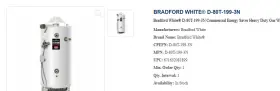 D100l1993n Bradford White Commercial Flue Damper Electronic Ignition Gas Water Heater D-series 100gal