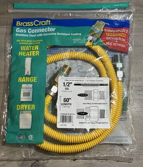 Brasscraft Cssd64te-60 Brass Craft 1/2 Inch Od X 60 Gas Connector For Water Heater Range And Dryer - New