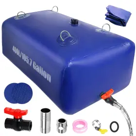 400l-blue Budiwati 400 L/105.7 Gallon Water Storage Bladder Foldable Portable Tank