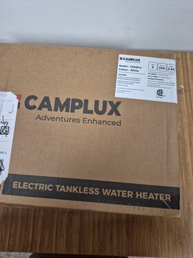Camplux 850052972486 Electric Tankless Water Heater 6kw 250v White