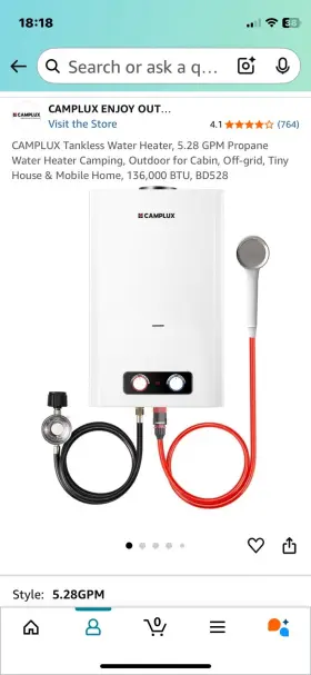Bd528 Camplux Tankless Water Heater 5.28 Gpm Propane Fired