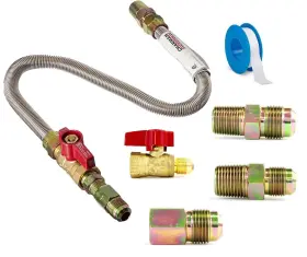 Charman Manufacturing 847877049882 Gas Appliance Installation Kit 22 Onestop Range Hookup Stainless Steel Flexibl