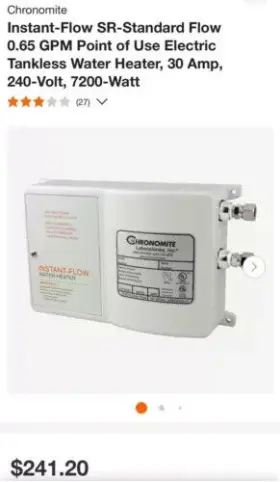 240-i Chronomite 883232513520 Sr-30/240-i Tankless Instant-flow Sr Series Water Heater 30amp / 240v