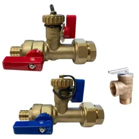 Cmi 847877012923 3/4 Inch Pex B Tankless Water Heater Isolation Service Valve With Pressure Rel