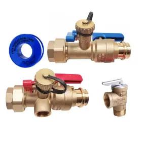 Cmi 847877056613 3/4 Inch Press Tankless Water Heater Isolation Service Valve Kit With Pressur