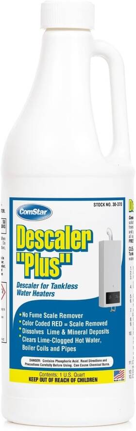 Comstar 024924303702 Descaler Plus 1 Quart Cleans Tankless Heaters And Restores Flow