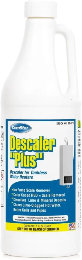 Comstar 024924303702 Descaler Plus 1 Quart Cleans Tankless Heaters And Restores Flow