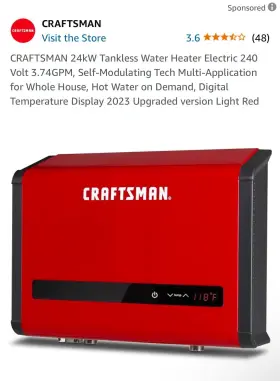 Craftsman 810010534606 New 24kw 240-volt 5.7 Gpm Electric Tankless Water Heater By