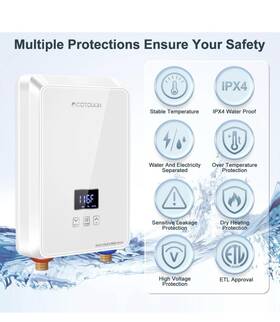 Eco Touch Eco65w Ecotouch Digital Electric Tankless Instant Hot Water Heater 6.5kw 240v White