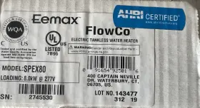 Spex80 Eemax Electric Tankless Water Heater Undersink Single Phase