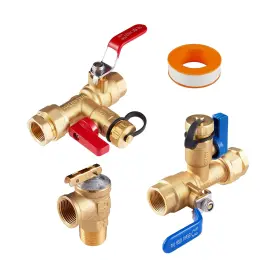 Efield 791689823553 3/4 Inch Ips Isolator Tankless Water Heater Service Valve Kit With Pr