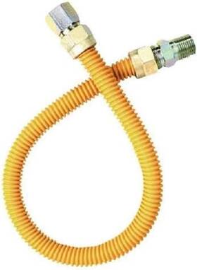 Ez-fluid Plumbing Products 641945118568 Ez-fluid 24 Inch Stainless Steel Corrugated Yellow Epoxy Coated 1/2 Mip X Fip