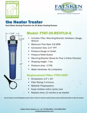 T-ht-20-revflo-g Falsken Water Systems Inc. Smbpva10c Scale Protection For Tankless Heaters New