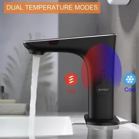 Fe121004bk-r Fixturedisplays Ruvida Touchless Bathroom Faucet With Temperature Digital Display Black Finish