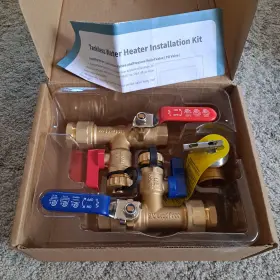 Fogatti 797427751751 3/4ftft Tankless Water Heater Service Valve Kit With Pressure Relief