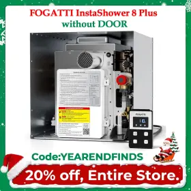 Fogatti 797465227607 55 000 Btu Rv Tankless Water Heater Propane 2.9 Gpm Remote Control Without Door