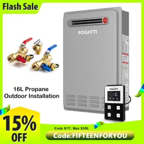 Fdg-cs120sag-lp Fogatti Tankless Water Heater Outdoor 16l 5.1gpm With Valve Kit Propane Instant On-demand