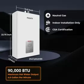 Fdg340in-cs90-ng Fogatti 4gpm Tankless Water Heater Indoor On Demand Instant Hot 90000btu