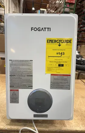 Fdg370ina-ng-r Fogatti 20l Natural Gas Tankless Water Heater 145 000 Btu 6.3 Gpm White Indoor
