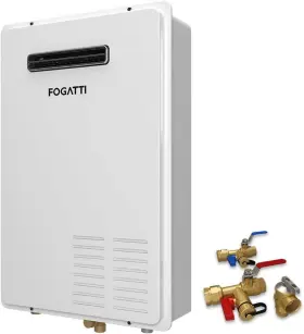 Fdg450od-ng-ra Fogatti Fssvk Natural Gas Tankless Water Heater With Valve Kit Outdoor 8.1 Gpm White
