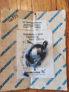 50.5652 Grundfos 1/2 Inch Thermostatic Control For 115v Up Circulators 95 - 120 F