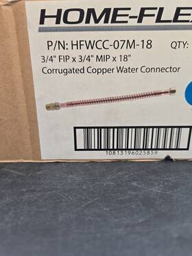 Home-flex Hfwcc-07m-18 Home-flex 3/4 Inch X 18 Corrugated Copper Water Heater Connector