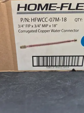 Hfwcc-07m-18 Home-flex 3/4 Inch X 18 Corrugated Copper Water Heater Connector