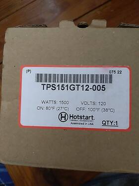 Hot Start 07522 #tps151gt12-005 Small Tank Heater - New