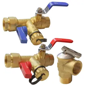 B08bwyyv1q Hourleey 3/4 Inch Ips Isolator Tankless Water Heater Service Valve Kit With Pressure Re