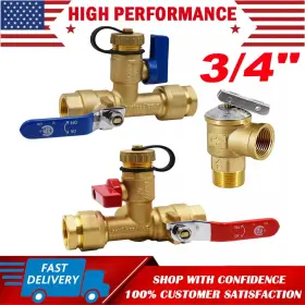 Kelaro 644730791175 3/4 Inch Tankless Water Heater Isolation Valve Kit With Pressure Relief Csa Approved