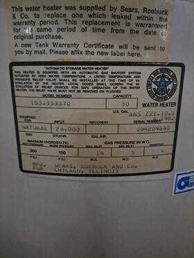 Kenmore 153.333370 30 Gallon Water Heater Burner Assembly Natural Gas