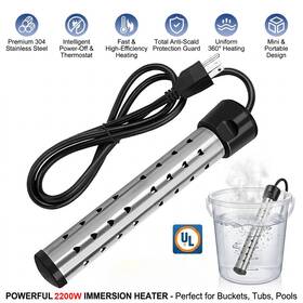 Kepeak H-2200 Portable Electric Immersion Bucket Water Heater 2200w 110v Hot Tub Bath Warmer
