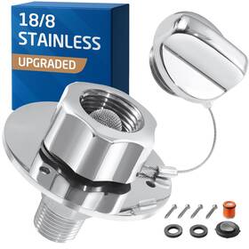 Kes Rwi200ch20251103 Rv City Water Inlet Replacement With Check Valve 18/8 Stainless Steel Chrome
