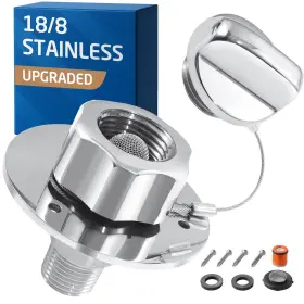 Rwi200ch20251103 Kes Rv City Water Inlet Replacement With Check Valve 18/8 Stainless Steel Chrome