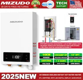 14000w Mizudo 14kw Tankless Water Heater Electric 240v On Demand Instant Hot Whole House