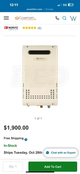 900btu-natural Noritz Nr98od Tankless Water Heater Nr98-residential 199 Gas-outdoor