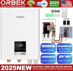 18000w Orbek 18kw Electric Tankless Water Heater Hot On Demand Boiler For Whole House 240v