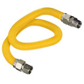 Plumbflex 726084360938 48 Inch Flexible Gas Connector Yellow Coated Stainless Steel For Tankless Water H