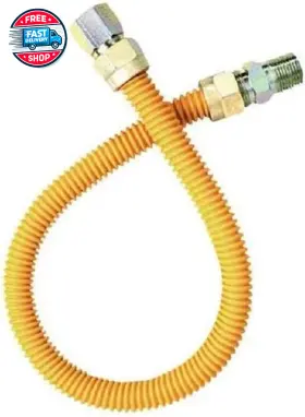 Plumbing Products 313030838865 24 Inch Stainless Steel Corrugated Yellow Epoxy Coated 1/2 Mip X Fip