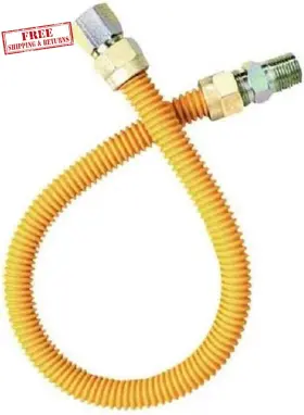 Plumbing Products 445023455445 24 Inch Stainless Steel Corrugated Yellow Epoxy Coated 1/2 Mip X Fip