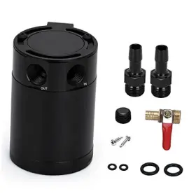 Tk91-1 Pqyracing Oil Catch Can Baffled 2 Port Tank Kit With Drain Valve Universal