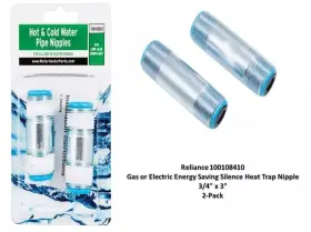 0100108-410 Reliance 3/4 Inch X 3 Energy-saving Silencer Heat Trap Nipples 2 Count